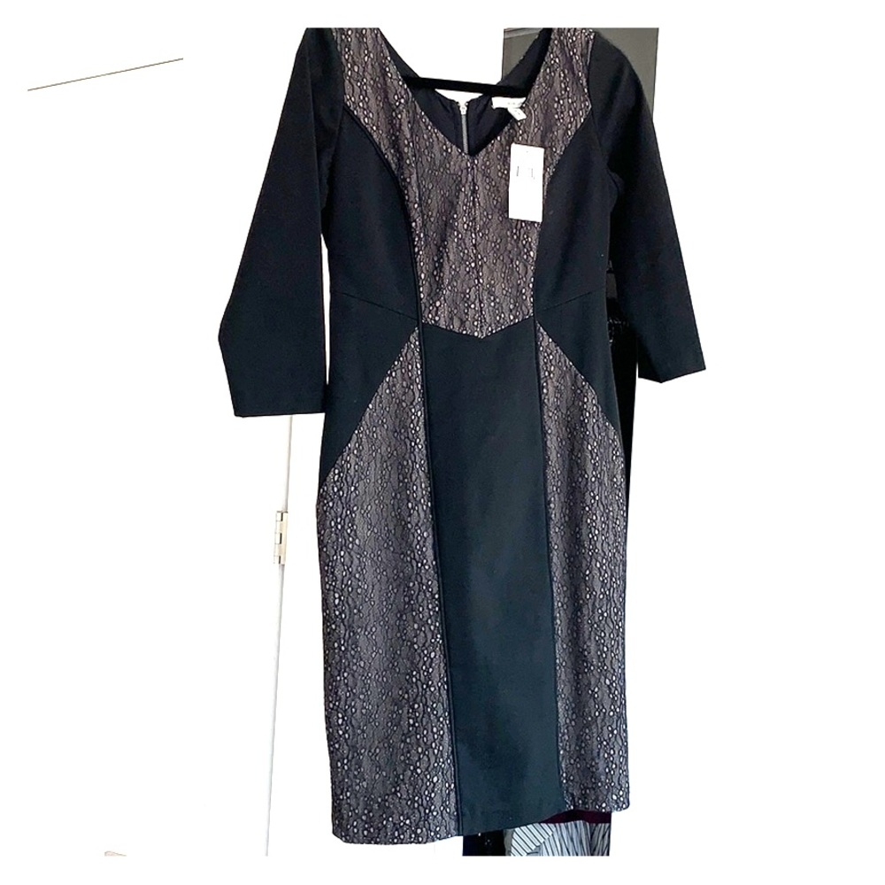 NWT BCBG black with lace detail dress